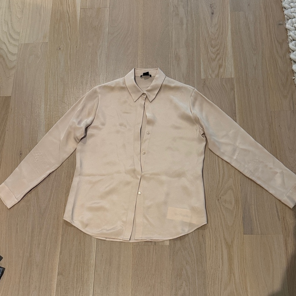 Light Blush Button-Up Silk Blouse
